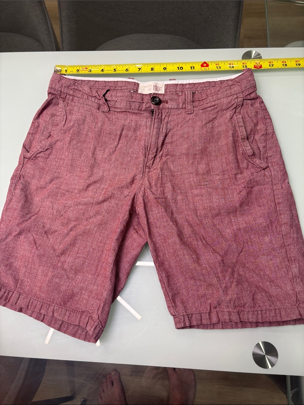 1901 Men's Heathered Burgundy Flat Front Casual Shorts